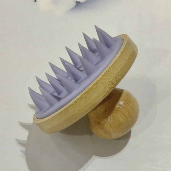 Bamboo Scalp Massage Brush | Silicone Shampoo Brush for Hair Washing & Scalp Care