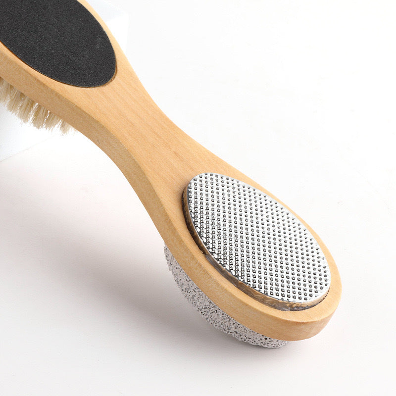 4-in-1 Wooden Foot Brush | Callus Remover Scrubber for Exfoliating & Foot Care