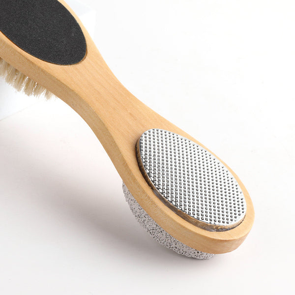 4-in-1 Wooden Foot Brush | Callus Remover Scrubber for Exfoliating & Foot Care