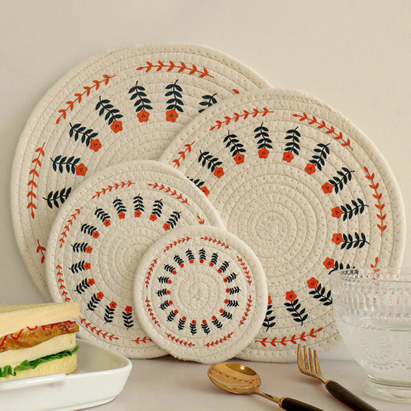Woven Cotton Trivet, Nordic Heat-Resistant Table Mat
