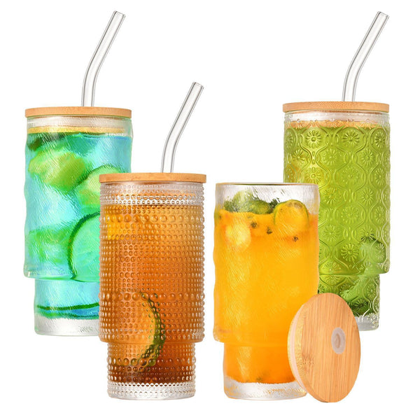 11oz Ribbed Stackable Glass Tumbler – Vintage Coffee, Juice & Whiskey Glass