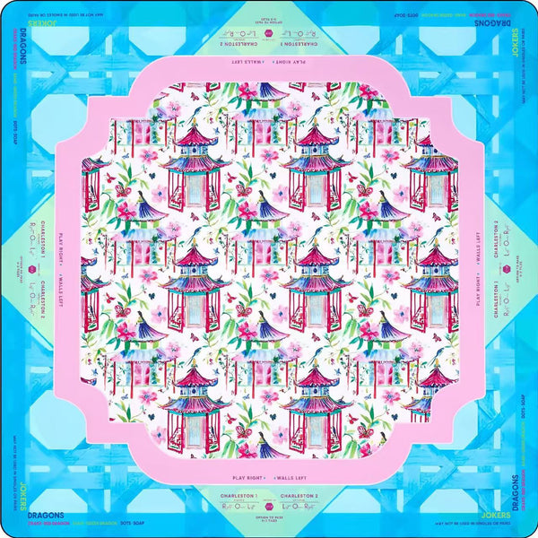 New American Mahjong Mat – Hand-Drawn Style Rubber Table Game Mat for Western Mahjong