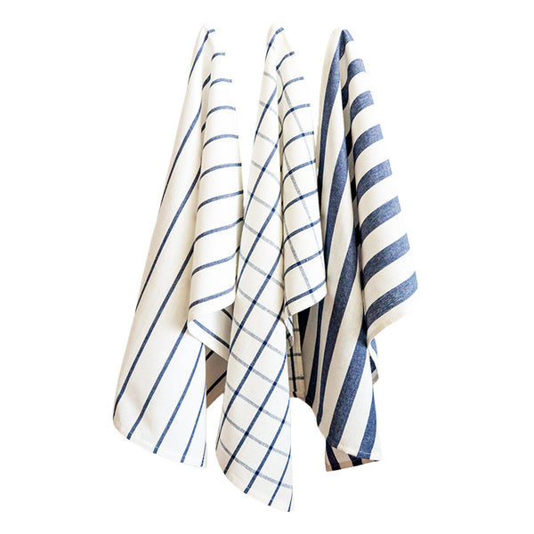 Mediterranean Blue Cotton Tea Towel, Kitchen Cloth & Food Photography Backdrop