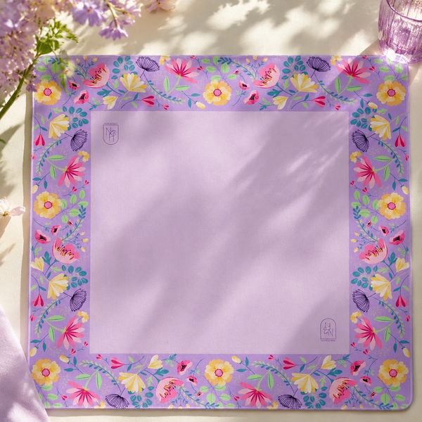 Purple Floral Diatom Mud Table Mat – Stain Resistant Wear Resistant Mahjong Game Pad