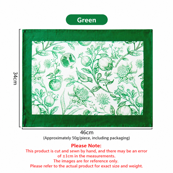 Cotton Canvas Placemat, Printed Tablecloth & Napkin