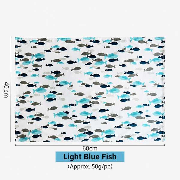 Mediterranean Blue Fish Print Napkin, Kitchen Tea Towel & Home Textile