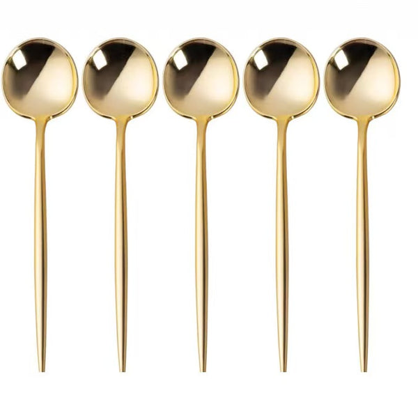 Gold Plastic Long Handle Cutlery Set