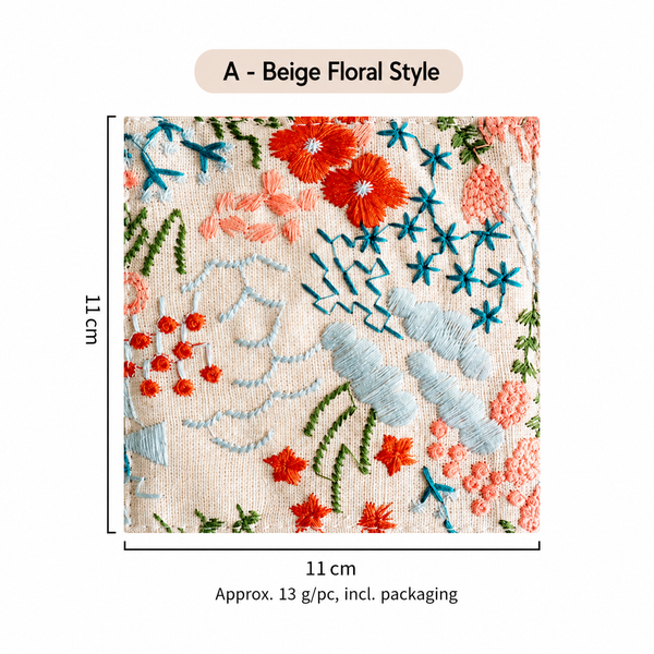 Embroidered Linen Coaster, Heat Resistant Coffee Cup Mat
