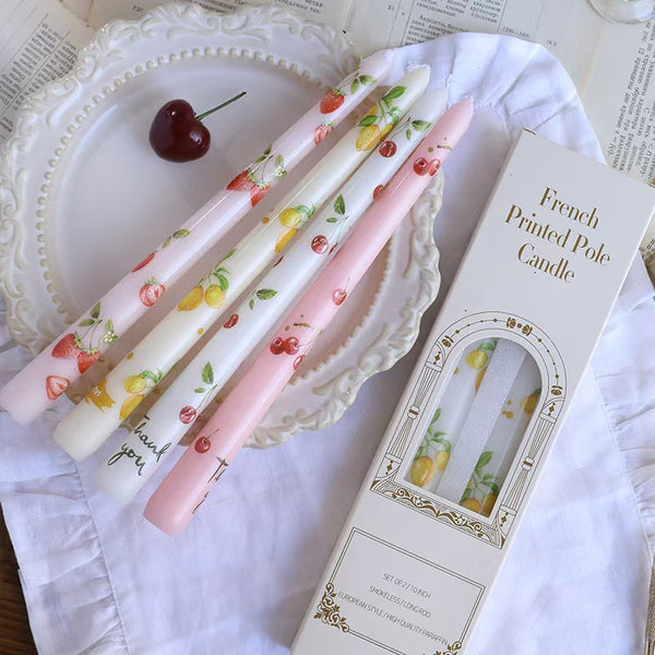 25cm Fruit Print Taper Candle – Set of 2