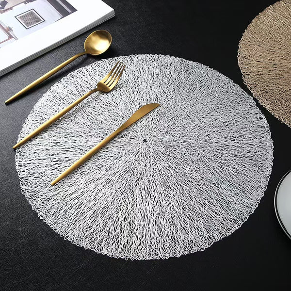 Gold Foil PVC Placemat Round Heat Resistant Table Mat