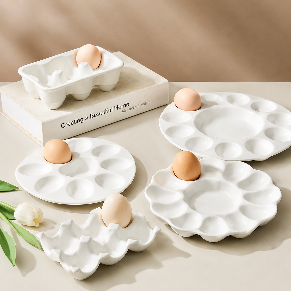 Ceramic Deviled Egg Tray – Easter Egg Display & Serving Plate