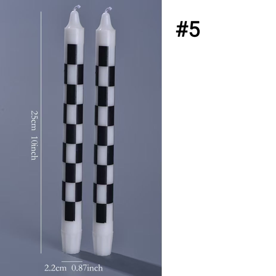 25cm Black Printed Taper Candles – Set of 2