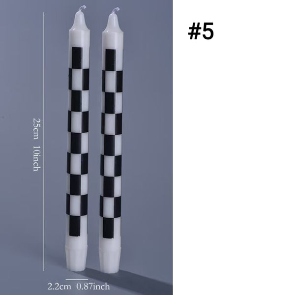 25cm Black Printed Taper Candles – Set of 2