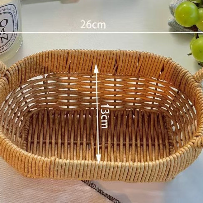 Woven Rattan Style Storage Basket Fruit Organizer Home Decor