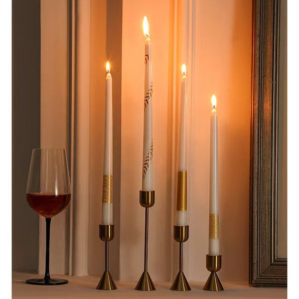 Black White Gold Taper Candles 4-Pack