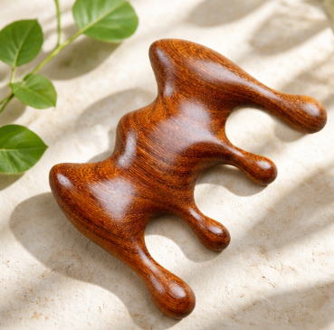 Golden Silk Sandalwood Massage Comb – Large Round Tooth Meridian Scalp & Neck Gua Sha Comb