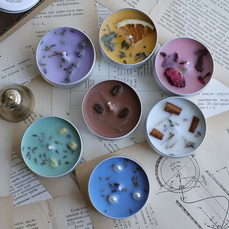 Dried Flower Scented Candle in Silver Tin