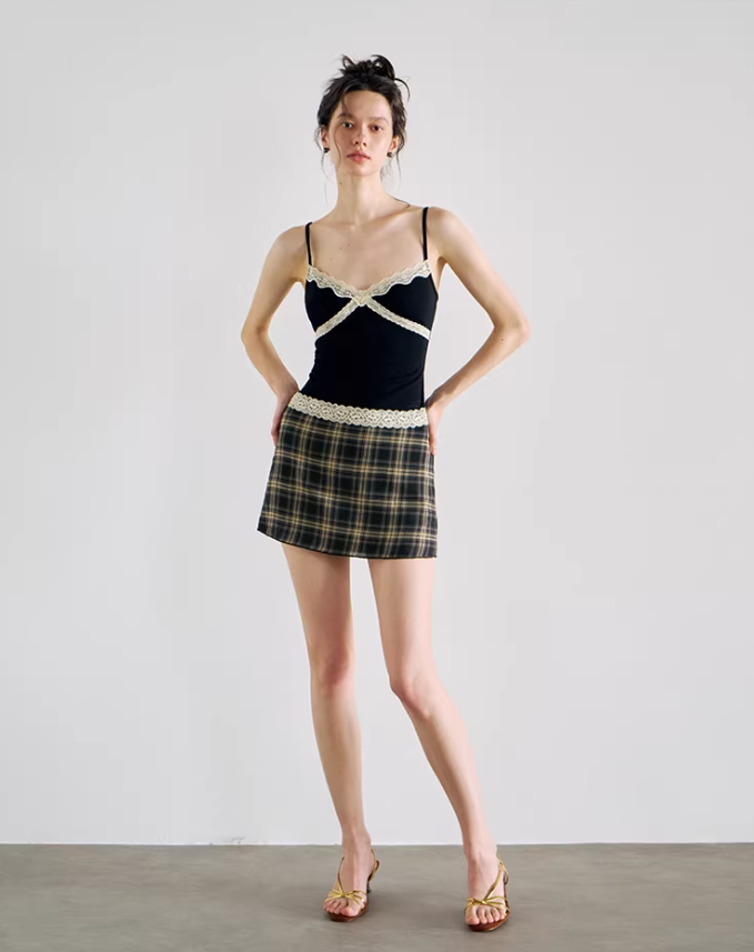 Midnight Lace Trim Cami Top