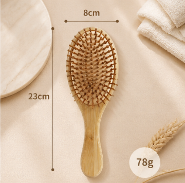 Natural Bamboo Cushion Massage Comb – Anti-Static, Scalp Care, Portable Detangling Hairbrush