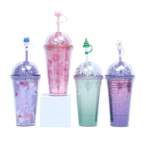 18oz Sakura Double Wall Tumbler with Straw
