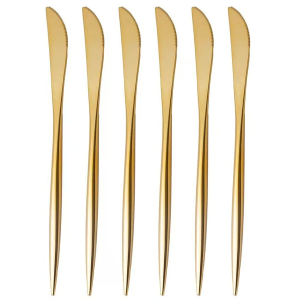 Gold Plastic Long Handle Cutlery Set