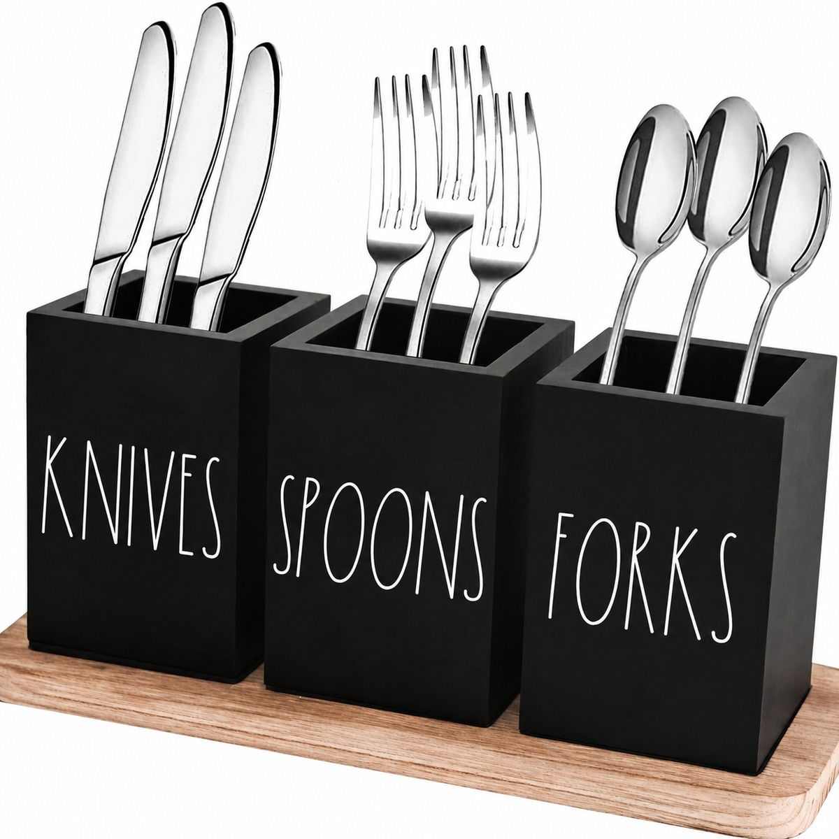Wooden Cutlery Organizer – Compartment Kitchen Utensil Storage Tray