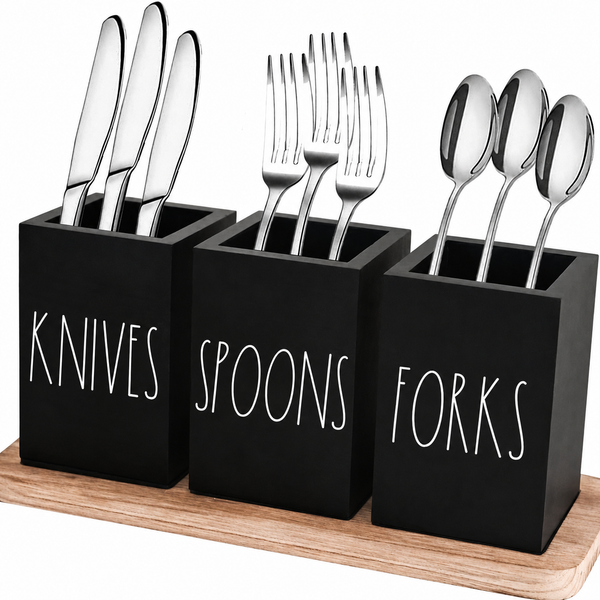 Wooden Cutlery Organizer – Compartment Kitchen Utensil Storage Tray