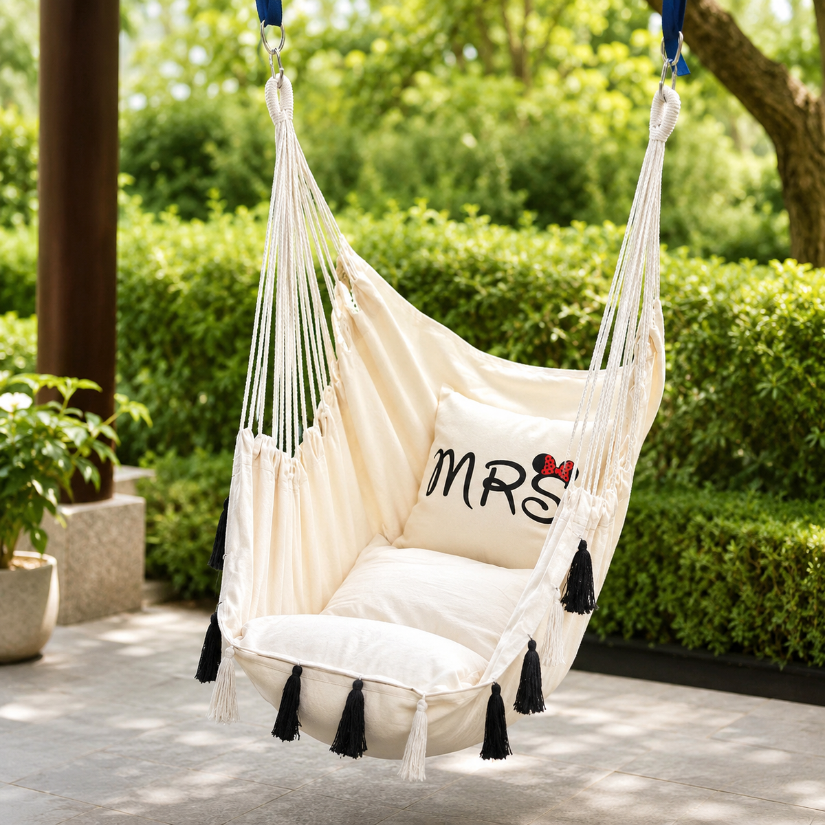 Canvas Hammock Chair – Portable Indoor & Outdoor Hanging Swing Seat