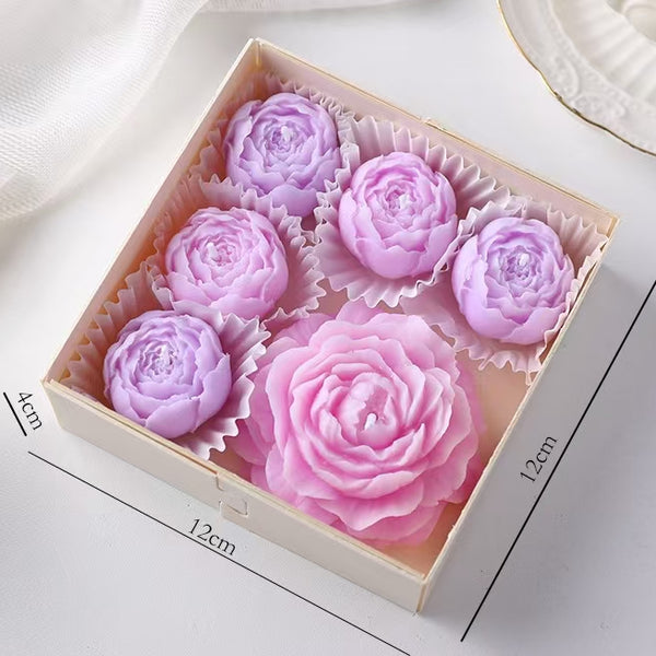 Peony Flower Scented Candle Set