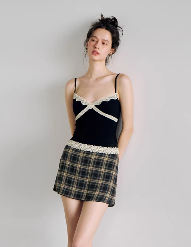 Midnight Lace Trim Cami Top