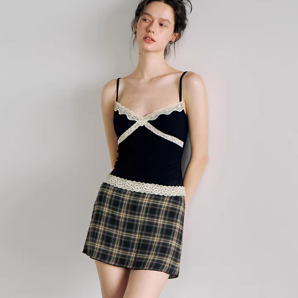 Midnight Lace Trim Cami Top