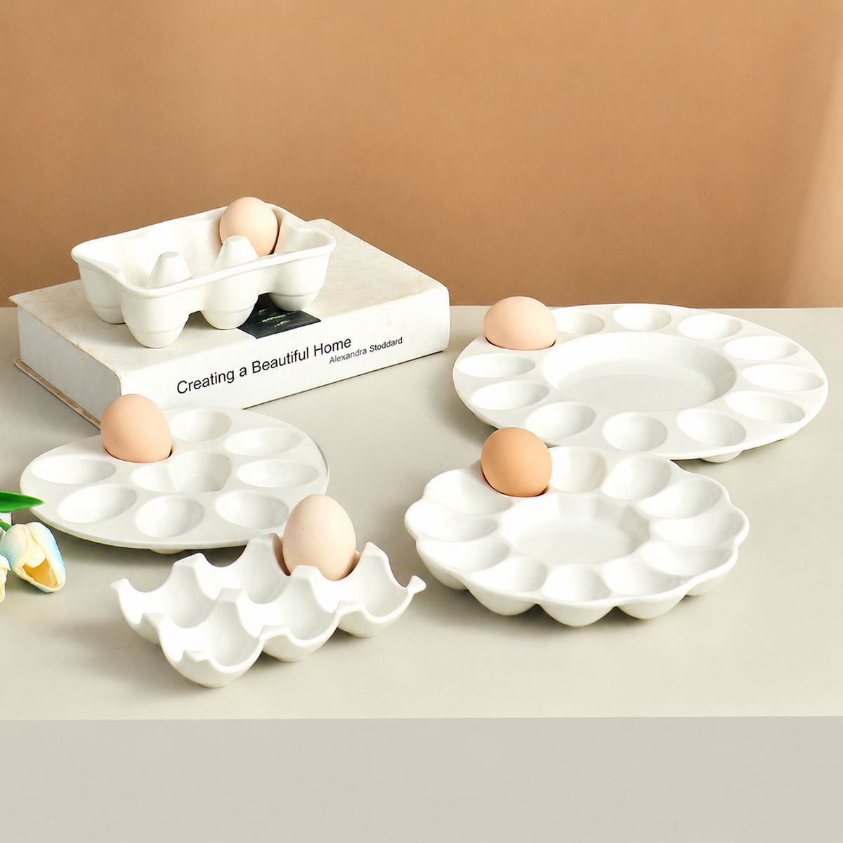 Ceramic Deviled Egg Tray – Easter Egg Display & Serving Plate