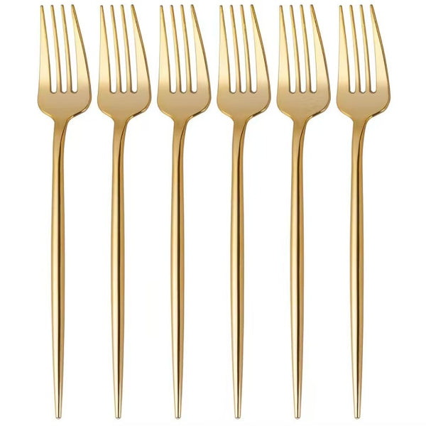 Gold Plastic Long Handle Cutlery Set