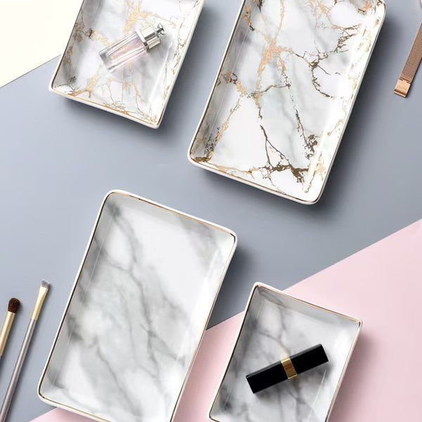 Marble Pattern Ceramic Rectangular Tray