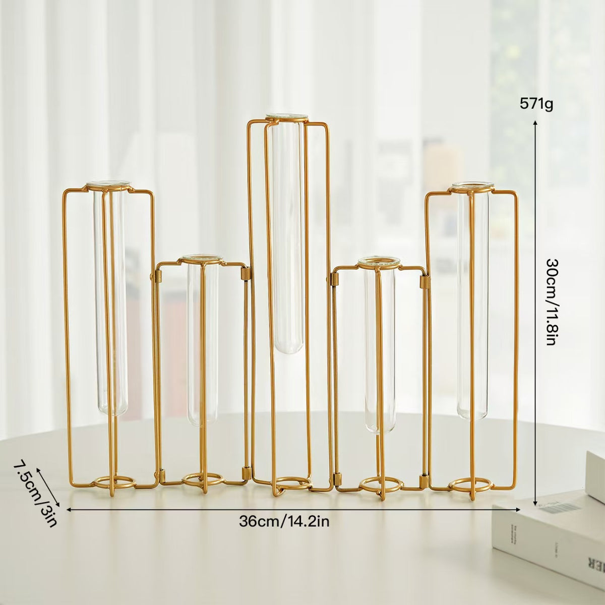 Test Tube Glass Vase Set with Metal Stand