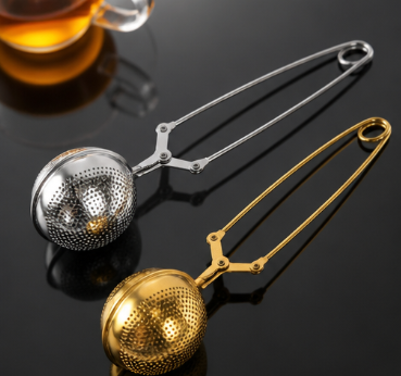 Hand-Clamp Round Tea Ball Infuser – Stainless Steel Handle Tea Strainer & Loose Leaf Filter for Tea Accessories