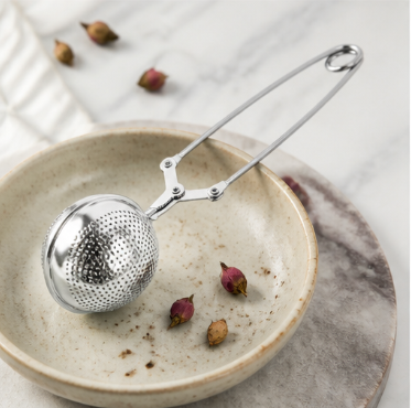 Hand-Clamp Round Tea Ball Infuser – Stainless Steel Handle Tea Strainer & Loose Leaf Filter for Tea Accessories