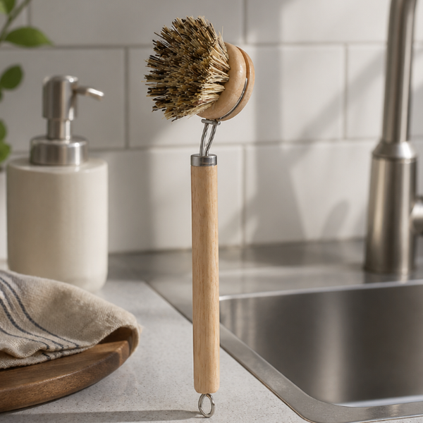 Long-Handled Pot Brush | Kitchen Cleaning Scrub Brush with Hanging Loop