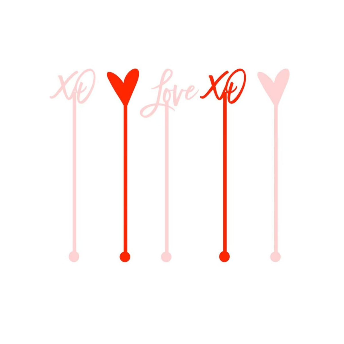 5pcs Heart Shape Cocktail Stirrer Set