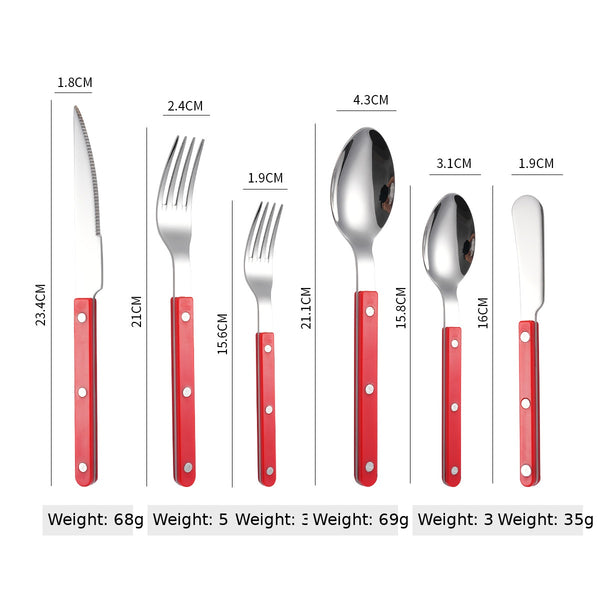 French Rivet Handle 304 Stainless Steel Cutlery Set – Knife, Fork & Spoont