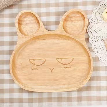 Beech Wood Bunny Shaped Kids Plate