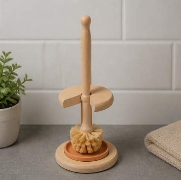 Sisal Toilet Brush Set with Ceramic Holder & Beechwood Stand – Eco-Friendly Cleaning Brush