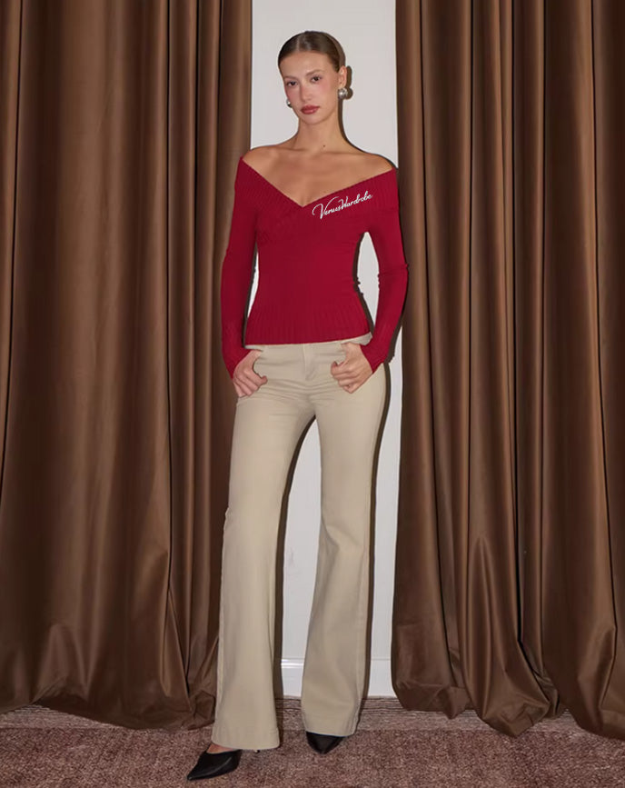 Wrapline Ribbed Knit Top