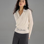 Ivory Collar Wrap-Knit Sweater Top