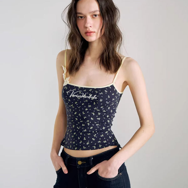 Navy Bloom Strap Top