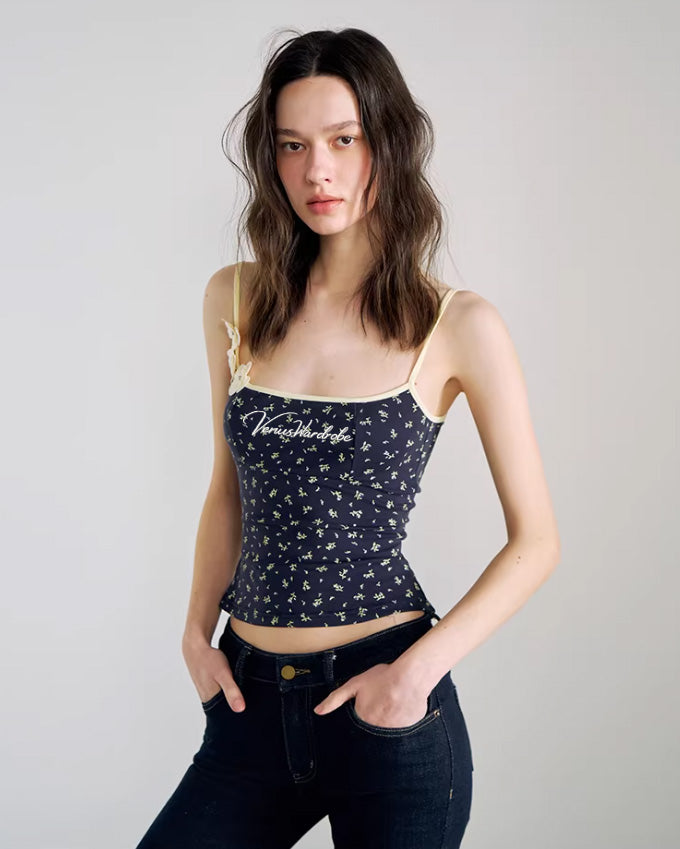 Navy Bloom Strap Top