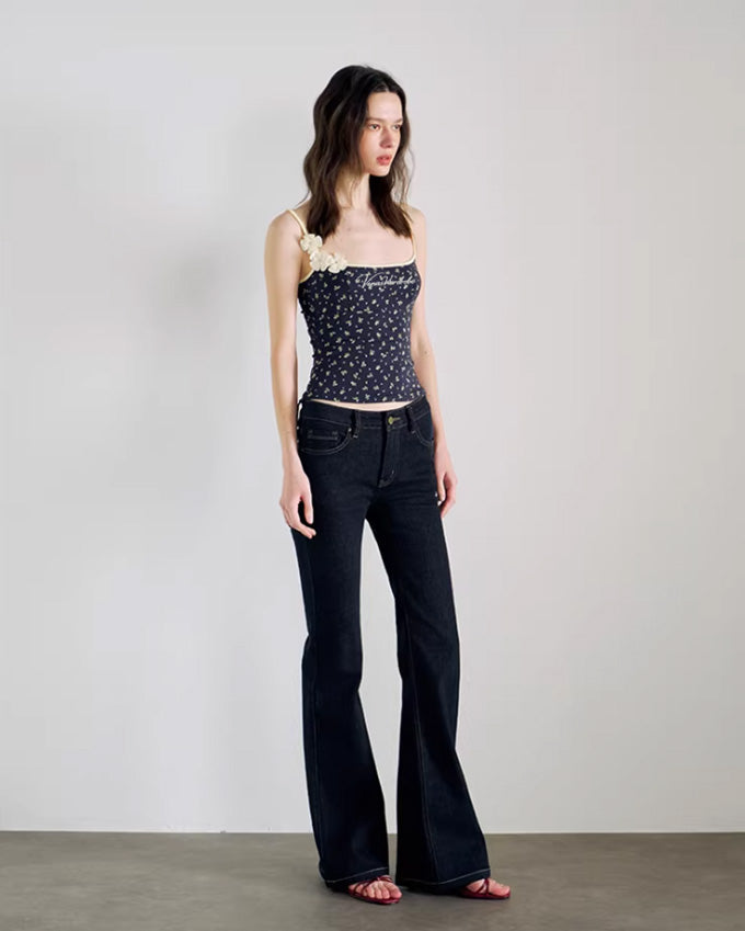 Navy Bloom Strap Top