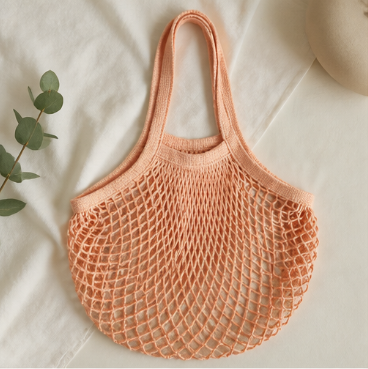 Organic Cotton Mesh Fruit Bag – Handheld & Shoulder String Market Bag with Adjustable Handles