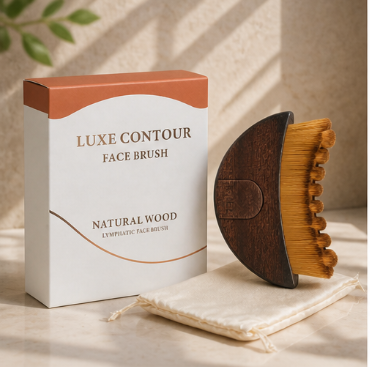 Luxe Contour Face Brush – Natural Wood Lymphatic Facial Scraper with Premium Gift Box