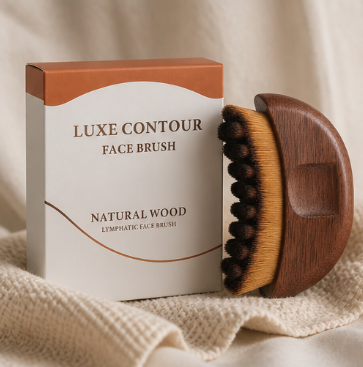 Luxe Contour Face Brush – Natural Wood Lymphatic Facial Scraper with Premium Gift Box